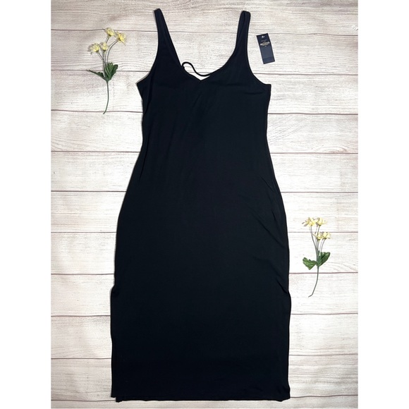 HOLLISTER Soft V-Neck Strappy Tie Back Midi Dress - Picture 14 of 14